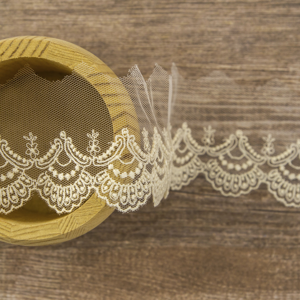 Кружево-вышивка на тюле, 22 мм, 14,6 м. Арт 41703/02