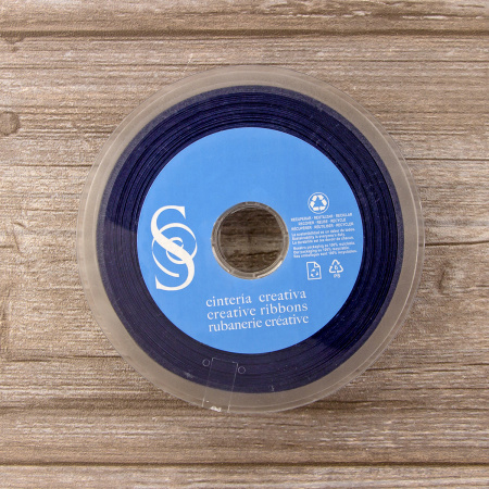 Косая бейка атласная 20 мм, 25 м, цвет 15, темно-синий. Арт 6260-20мм-15            