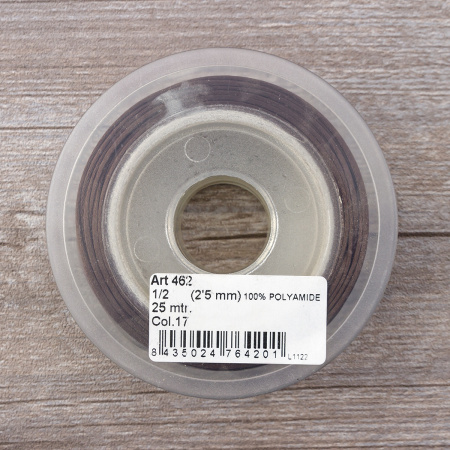 Шнур атласный SAFISA 2 мм, 25 м, цвет 17, коричневый темный. Арт 462-17                  