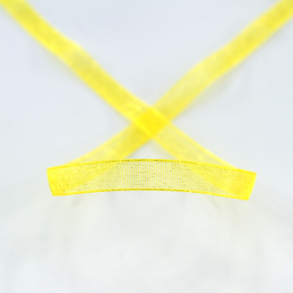 Лента органза SAFISA мини-рулон, 7 мм, 4,5 м, цвет 32, желтый. Арт P00520-7мм-32           