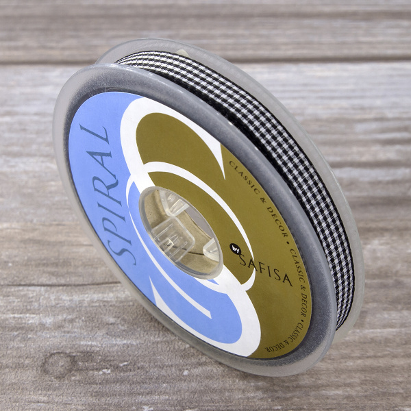 Лента с рисунком клетка SAFISA, 10 мм, 25 м, цвет 01, черный. Арт 466-10мм-01             