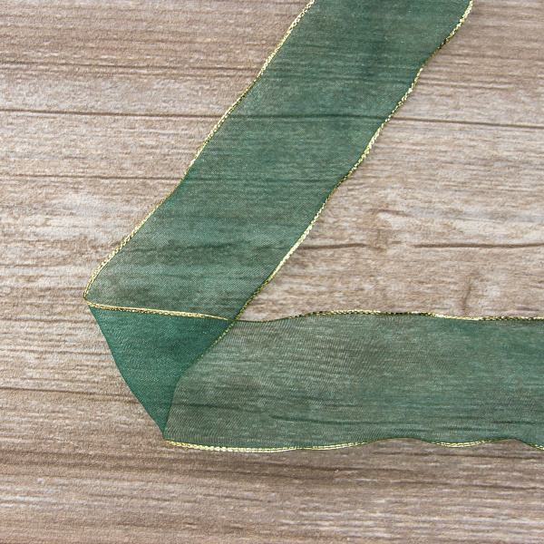 Лента органза "с памятью" SAFISA, 38 мм, 25 м цвет 97, болотный. Арт 525-38мм-97             