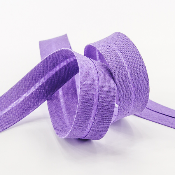 Косая бейка хлопок/полиэстер 20 мм, 25 м, цвет 39, фиолетовый. Арт 6120-20мм-39            