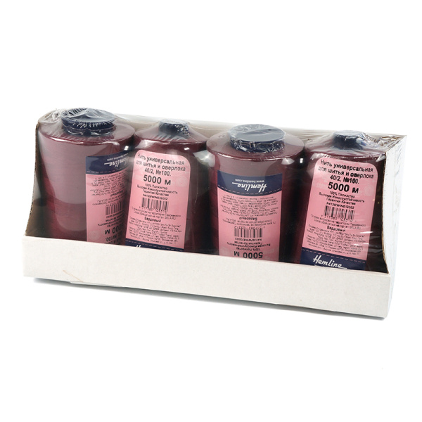 Нить универсальная  Hemline для шитья и оверлока, 5000 м. Арт N4129/WINE/G002
