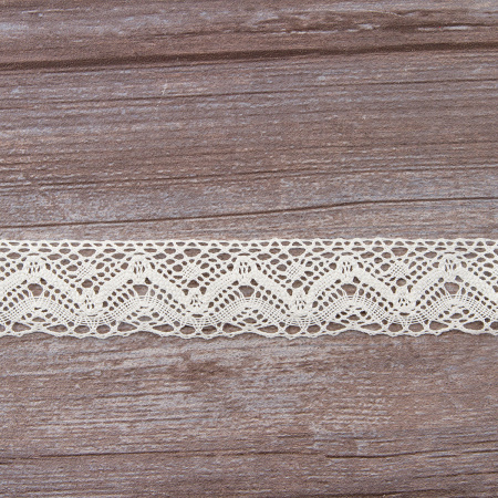 Мерсеризованное хлопковое кружево, 39 мм, шампань. Арт 2144/72