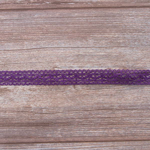 Мерсеризованное хлопковое кружево, 20 мм, цвет темно-лавандовый. Арт 3037/46                 