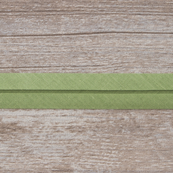 Косая бейка хлопок/полиэстер 20 мм, 25 м, цвет 112, оливковый. Арт 6120-20мм-112           