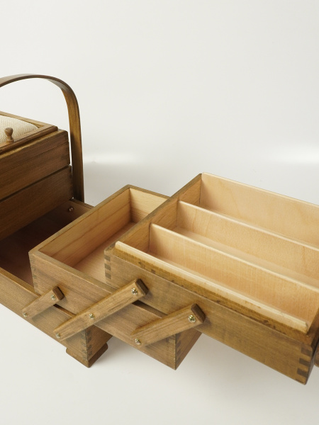 Шкатулка для рукоделия, бук, 3 этажа, коричневый. Арт 31/151/2                