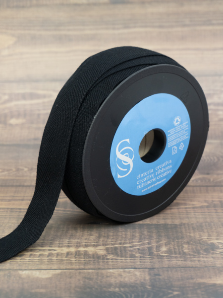 Тесьма киперная SAFISA, 30 мм, 25 м, цвет 01, черный. Арт 0270-30мм-01