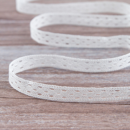 Мерсеризованное хлопковое кружево, 16 мм, белый. Арт 2130/01