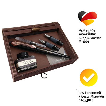 Набор для каллиграфии "Air Best Writer", 6 предметов, корпус ручки черный/серый с розовым золотом. Арт 10046