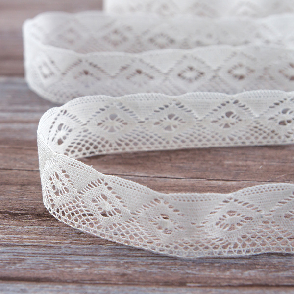 Мерсеризованное хлопковое кружево, 25 мм, цвет шампань. Арт 2023/72