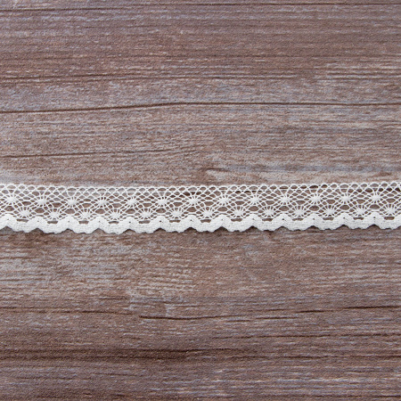 Мерсеризованное хлопковое кружево, 20 мм, цвет белый. Арт 2019/01