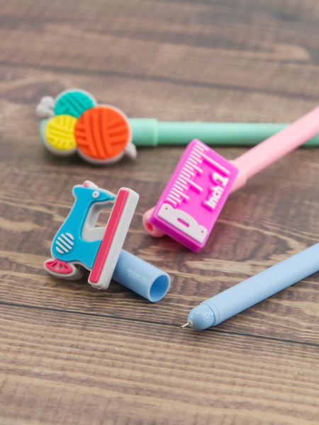 Ручки гелевые 0,5 мм, 3 швейных дизайна, цвет чернил черный. Арт N4377/1