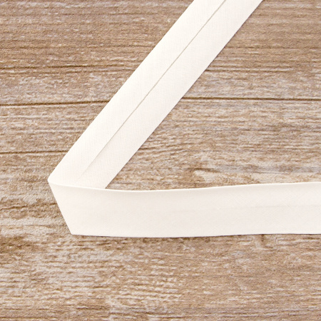 Косая бейка хлопок, 20 мм, 25 м, цвет 02, цвет белый. Арт 6600-20мм-02