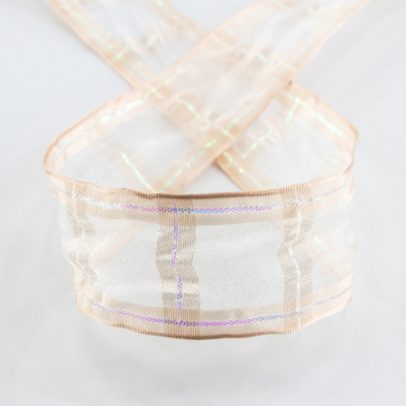 Лента органза "с памятью" SAFISA, 38 мм, 15 м цвет 83, чайная роза. Арт 25256-38мм-83           