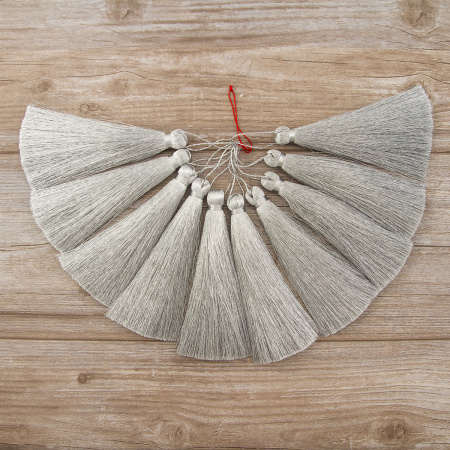 Кисть декоративная на шнуре, длина 150 мм, цвет серебряный. Арт KYL - 04-col.Silver