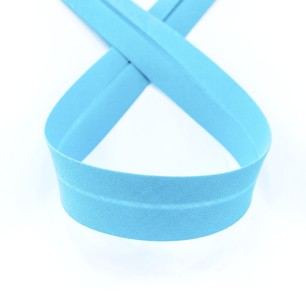 Косая бейка хлопок/полиэстер 20 мм, 25 м, цвет 131, светло-бирюзовый. Арт 6120-20мм-131           