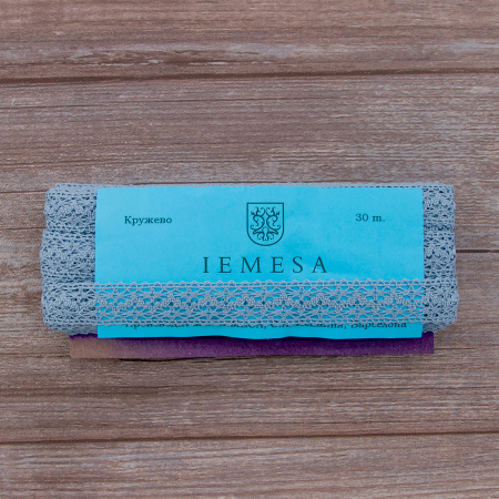 Мерсеризованное хлопковое кружево, 20 мм, цвет темно-голубой. Арт 3037/F4                 