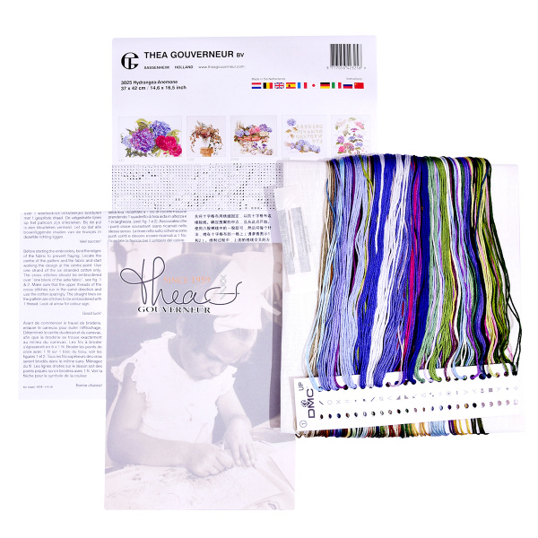 Набор для вышивания "Гортензия-Анемоны", канва лён 32 ct. Арт 3025                    