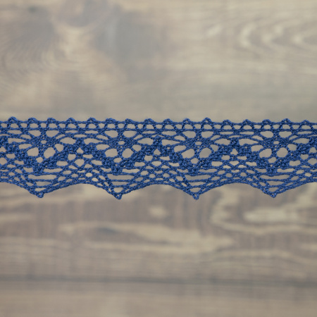 Кружево плетеное, 25 мм, цвет синий, 100% хлопок, 5 м. Арт K-5003-242
