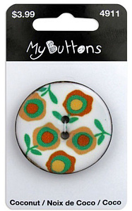 Пуговица My Buttons - Coconut "White Flowers"