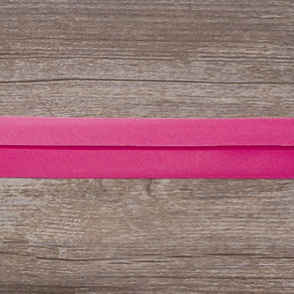 Косая бейка атласная 30 мм, 25 м, цвет 142, ярко-розовый. Арт 6260-30мм-142            