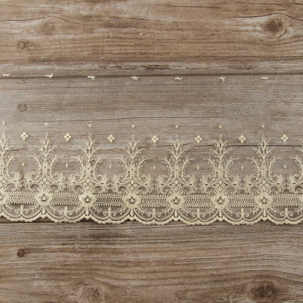 Вышивка на тюле, 174 мм, цвет натуральный. Арт I665/58