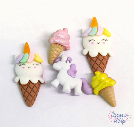 Набор пуговиц и/или декоративных элементов "Единорожки". Арт 12188