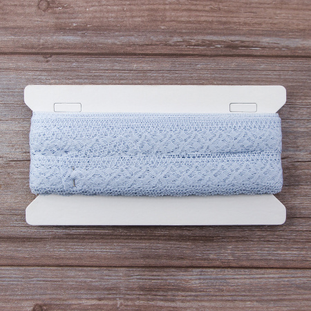 Мерсеризованное хлопковое кружево, 30 мм, цвет светло-голубой. Арт 2025/19