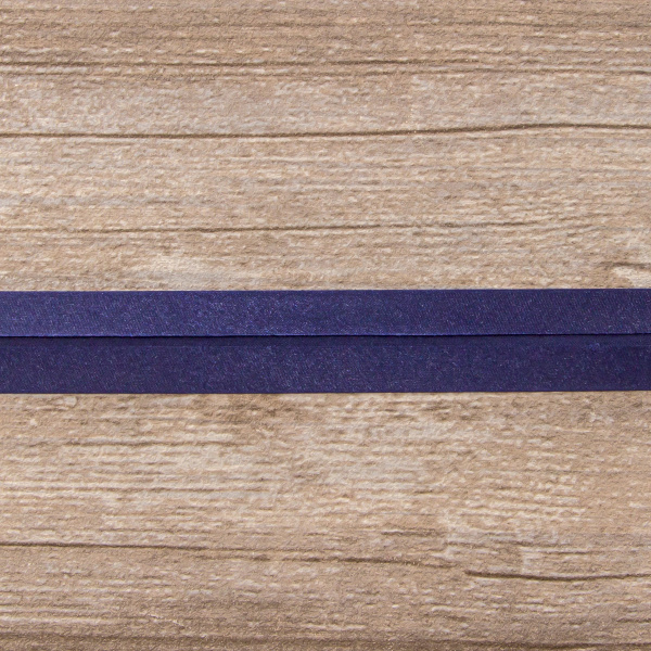 Косая бейка атласная 20 мм, 25 м, цвет 15, темно-синий. Арт 6260-20мм-15            