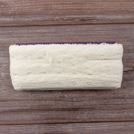 Мерсеризованное хлопковое кружево, 25 мм, цвет шампань. Арт 1673/72