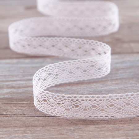 Мерсеризованное хлопковое кружево, 20 мм, цвет светло-розовый. Арт 2020/06