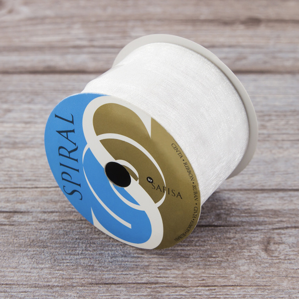 Лента органза SAFISA мини-рулон, 39 мм, 2 м, цвет 02, белый. Арт P00520-39мм-02          