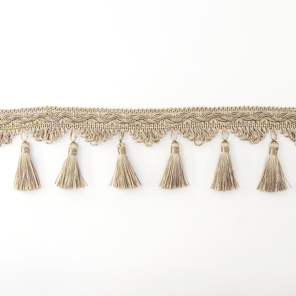 Тесьма с кисточками декоративная PASSAN цвет льняной. Арт BPK - 019-col.PE - 82