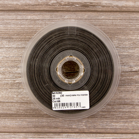 Косая бейка атласная 30 мм, 25 м, цвет 68, темно-серый. Арт 6260-30мм-68            
