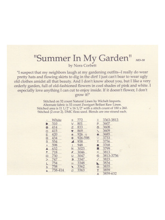 Схема для вышивания MIRABILIA "Лето в саду". Арт MD50