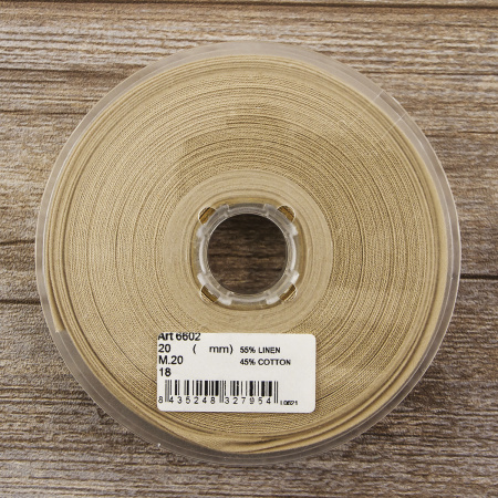 Косая бейка хлопок/лён, 20 мм, 20 м, цвет 18, мокко. Арт 6602-20мм-18