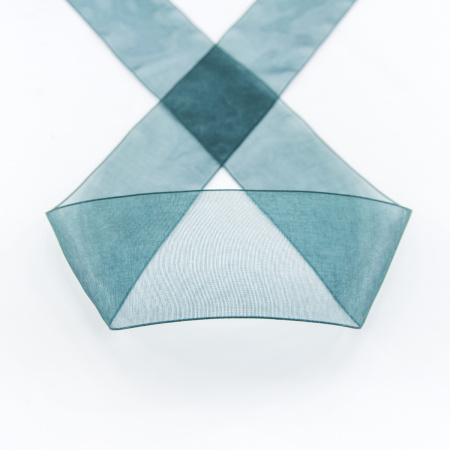 Лента органза SAFISA мини-рулон, 39 мм, 2 м, цвет 43, зеленый темный. Арт P00520-39мм-43/1         