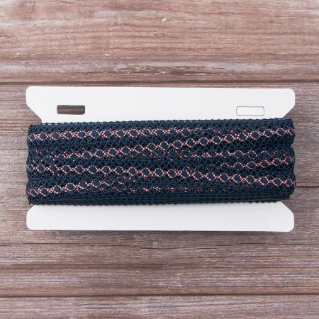 Мерсеризованное хлопковое кружево, 20 мм, цвет морской волны с пыльно-розовым. Арт 1825/R6                 