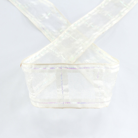 Лента органза "с памятью" SAFISA, 38 мм, 15 м цвет 56, кремовый. Арт 25256-38мм-56           