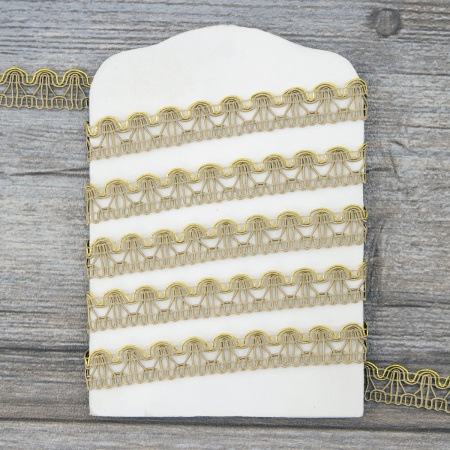 Тесьма PEGA тип отделочная, цвет бежевый с золотом, 15 мм. Арт 844153415DA005          