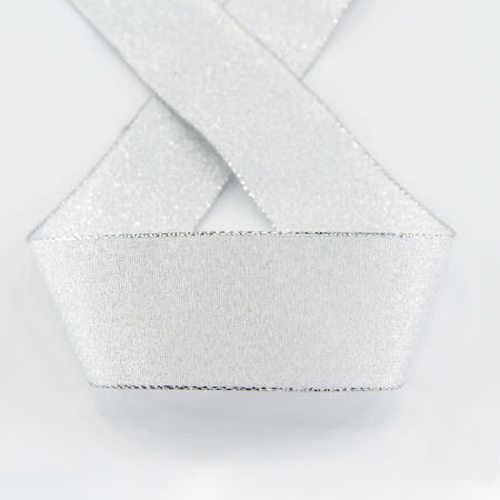 Лента металлик SAFISA, 38 мм, 25 м, цвет 102, серебро. Арт 25197-38мм-102          