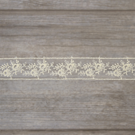 Вышивка на тюле, 23 мм, цвет экрю. Арт I647/02
