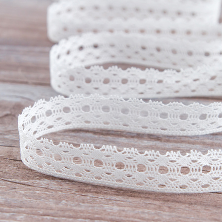 Мерсеризованное хлопковое кружево, 24 мм, белый. Арт 2128/01