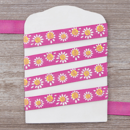 Лента репсовая SAFISA с напечатаным рисунком, 15 мм, 15 м, цвет 20, малиновый. Арт 25305-15мм-20