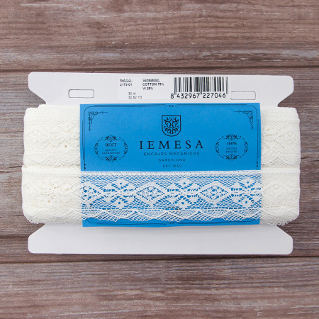 Мерсеризованное хлопковое кружево, 45 мм, белый. Арт 2173/01