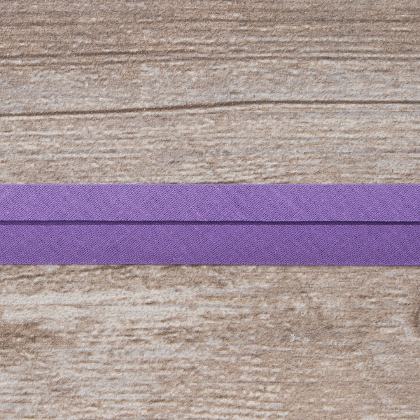 Косая бейка хлопок/полиэстер 20 мм, 25 м, цвет 125, сиреневый темный. Арт 6120-20мм-125           