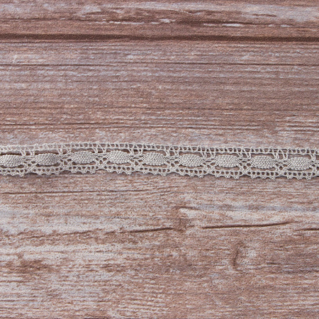 Мерсеризованное хлопковое кружево, 15 мм, цвет светло-серый. Арт 1798/64                 