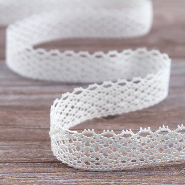 Мерсеризованное хлопковое кружево, 23 мм, белый. Арт 2096/01